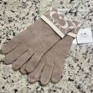 Coach Signature Shimmer Knit Gloves NWT